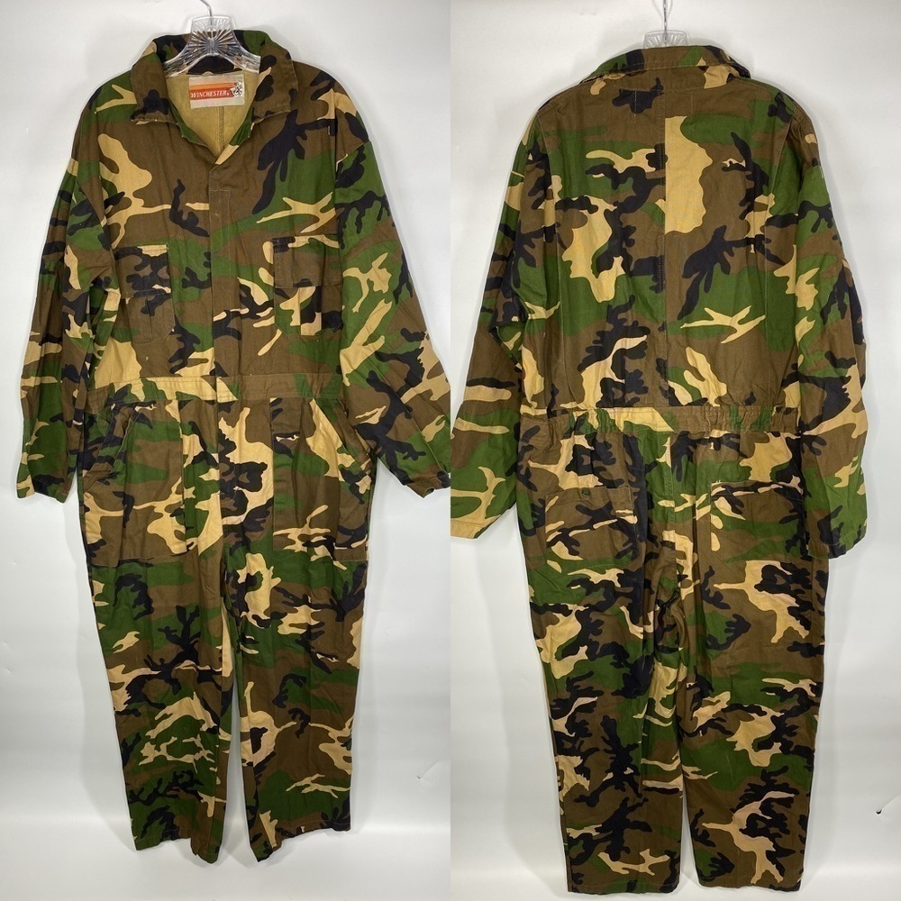 Vintage Winchester Hunting Camo Coveralls Cotton Size Large